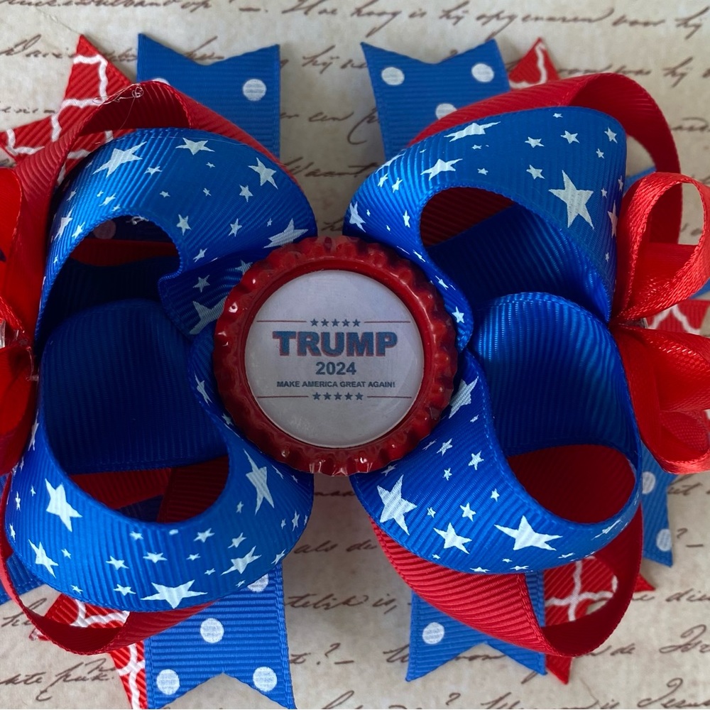 President Trump 2024 Make America Great handmade hair bow